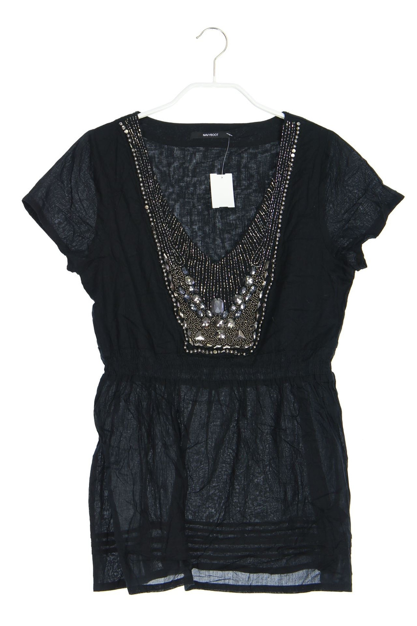 NAVYBOOT - Kurzarm-Shirt mit Schmuckstein-Applikation - S