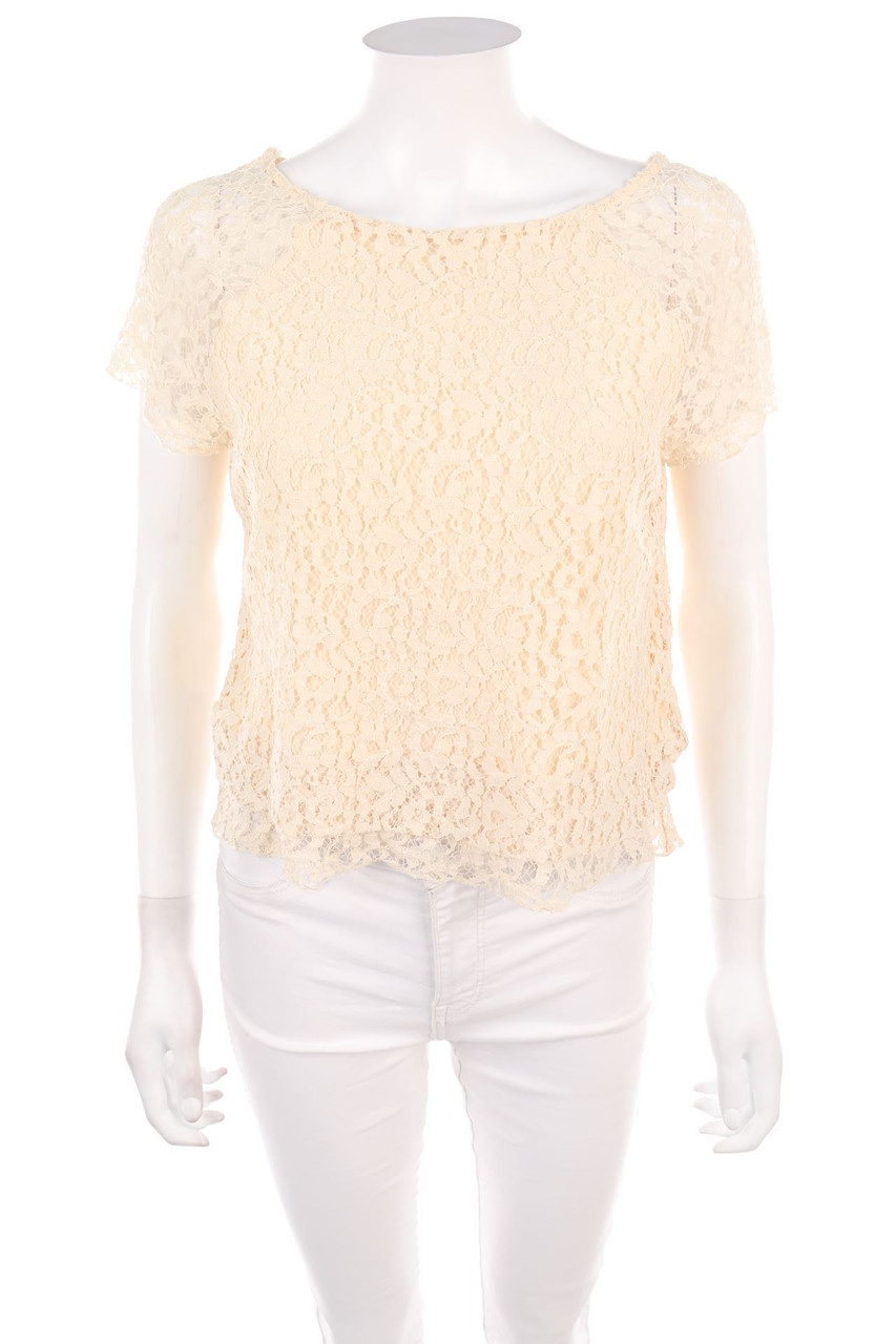 KOOKAI - Kurzarm-Bluse aus Spitze im Layer Look - D 36