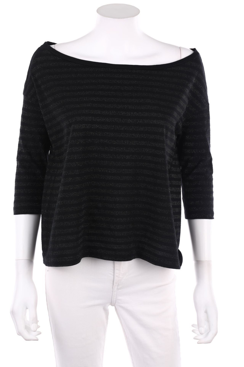 SISLEY - Glitzer-3/4-Arm-Shirt mit überschnittener Schulter - L