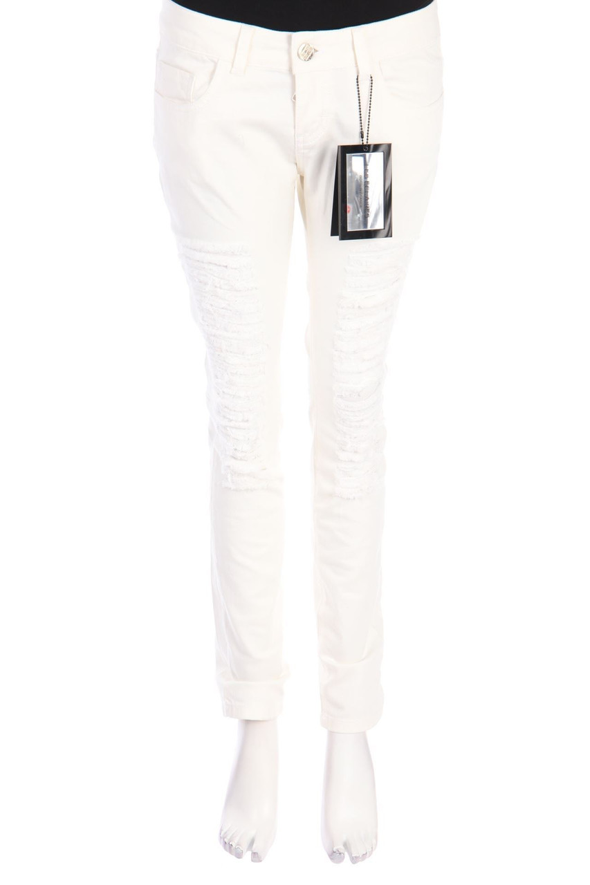 LES ÈCLAIRES - Destroyed Skinny-Jeans mit Stickereien - W27