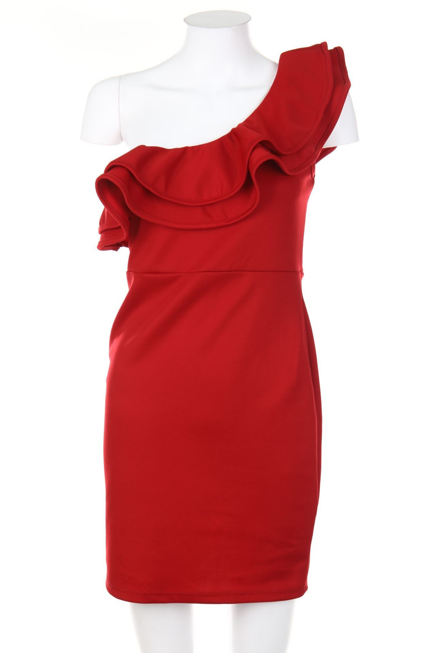 No Label - One-Shoulder Evening Dress with Volants - S