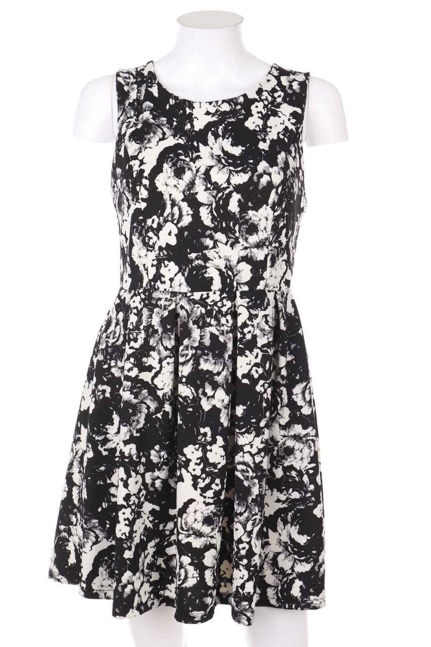 zebra - Dress with floral print, Pleated - S