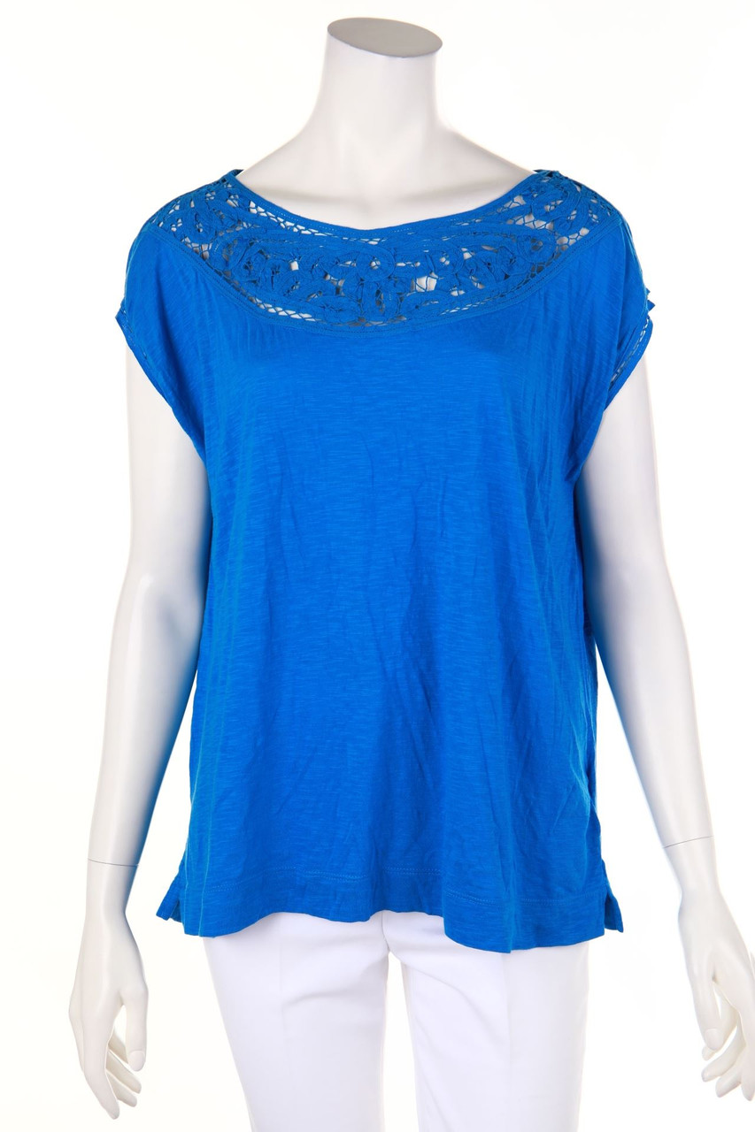 LAUREN by Ralph Lauren - Shirt aus Baumwoll-Mix mit Spitzen-Einsatz - XL