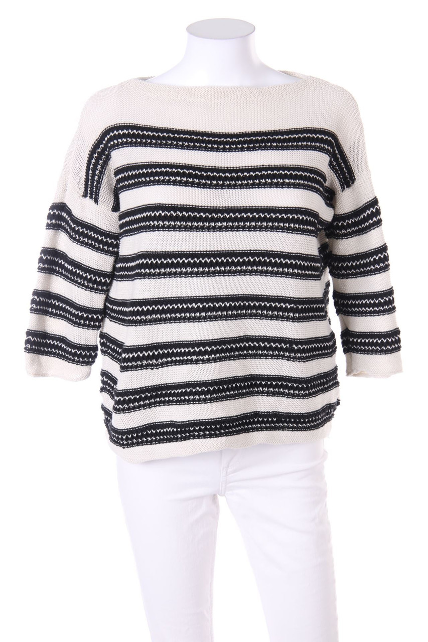 TOMMY HILFIGER - Strick-Pullover aus Leinen-Mix mit Streifen - M