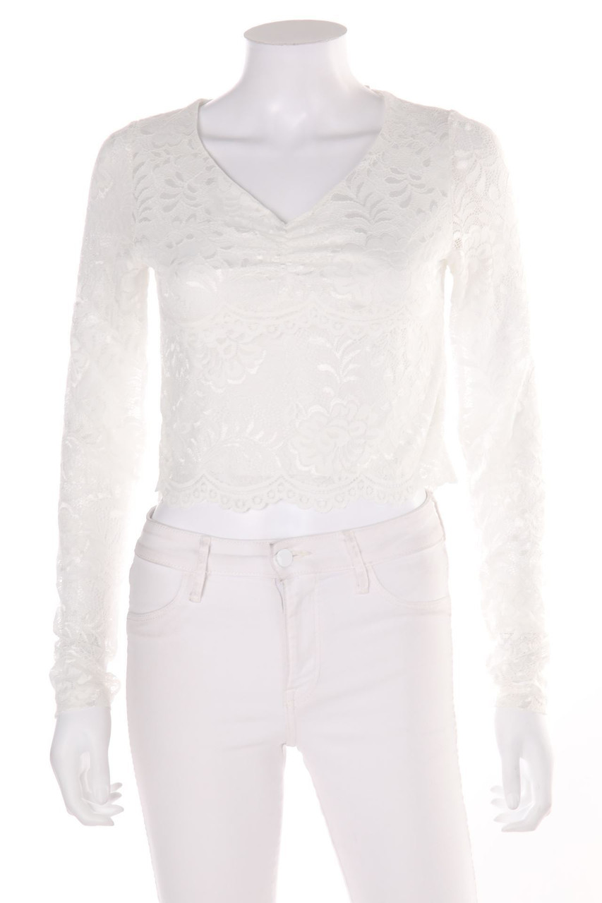 FB SISTER - Cropped-Longsleeve-Shirt, Lace - S