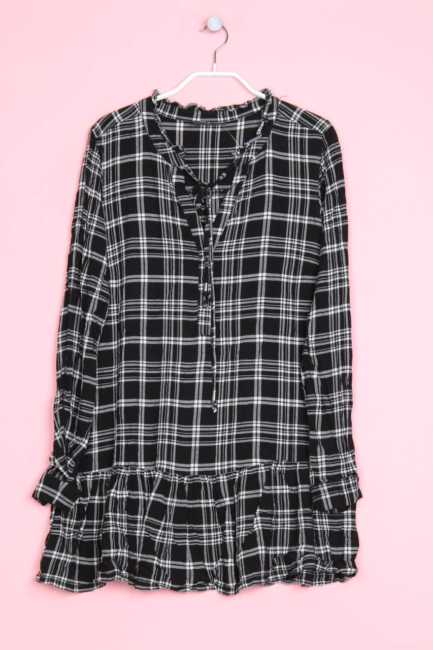 GINA - Bluse mit Karo-Muster mit Raffungen - D 36