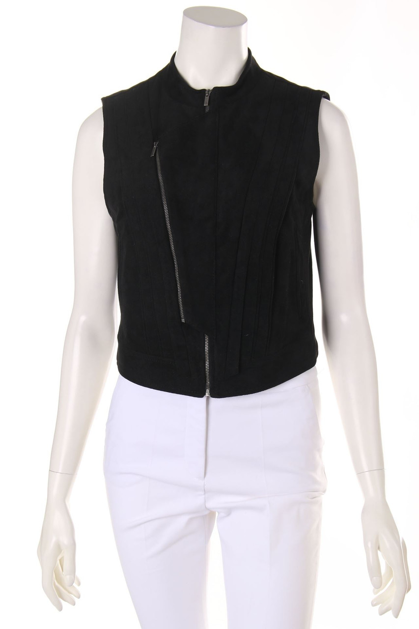 BCBG MAXAZRIA - Faux Leather-Weste mit Falten - M