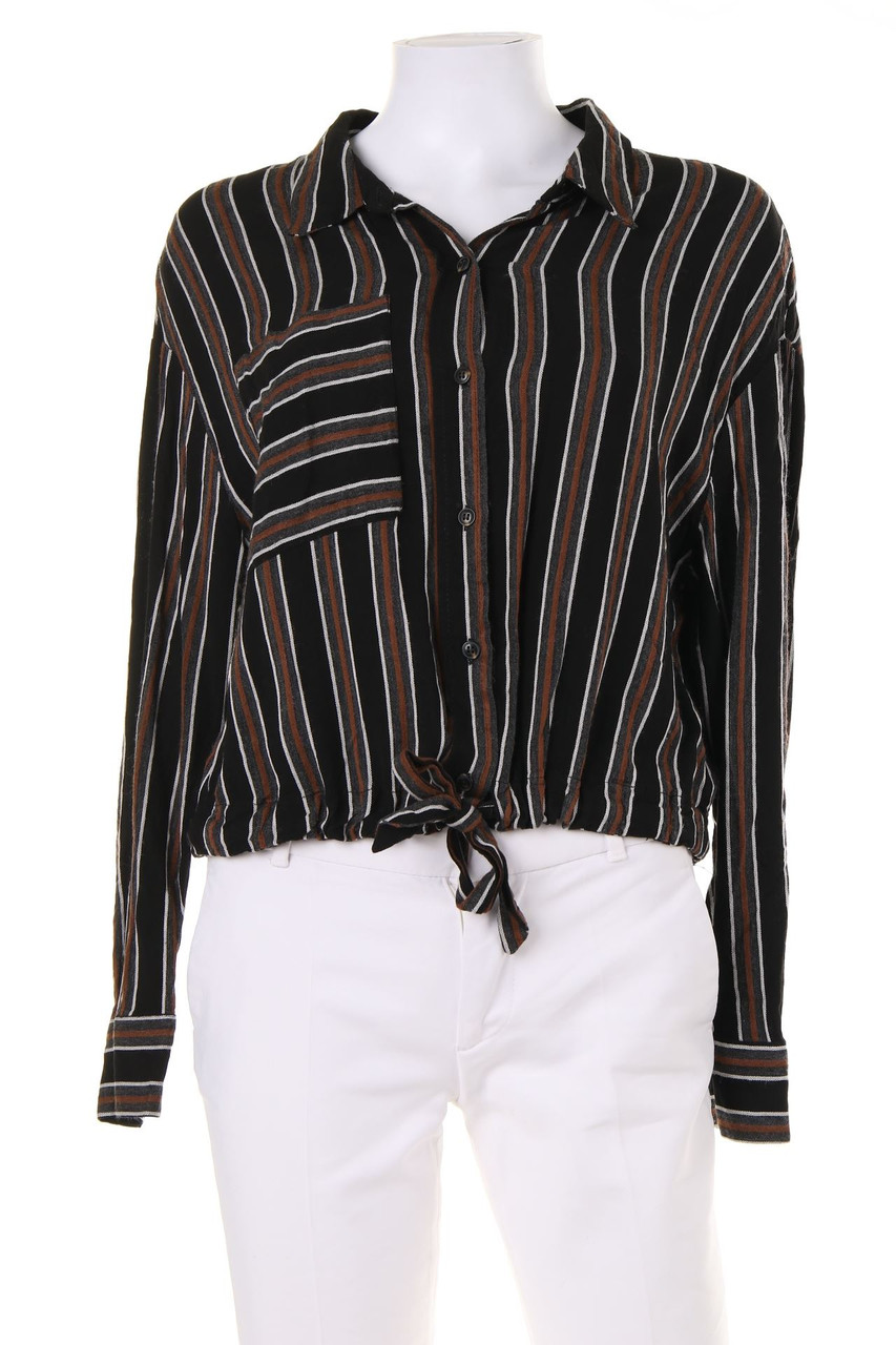 ZARA - Cropped-Hemd-Bluse mit überschnittener Schulter - L