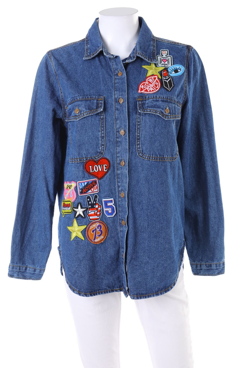 GLAMOROUS - Jeans-Bluse mit Patches - S