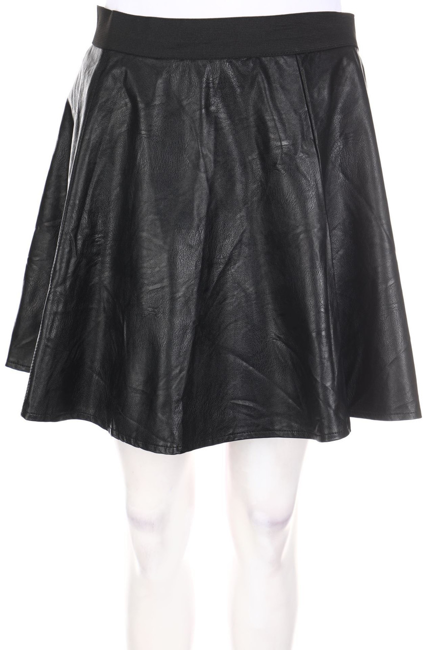 RINASCIMENTO - Faux Leather-Skirt, A-Line with Elastic Band - S