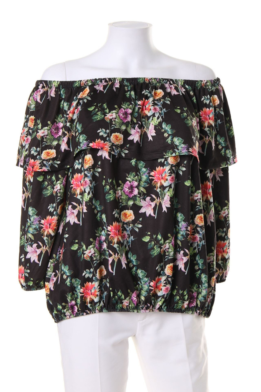 AMISU - Carmen-3/4-Arm-Shirt mit Blumen-Print - XL