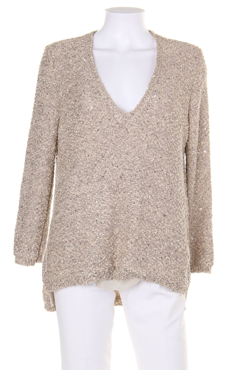 Zara Knit Glitzer-Strick-Pullover im Layer Look L secondhand kaufe