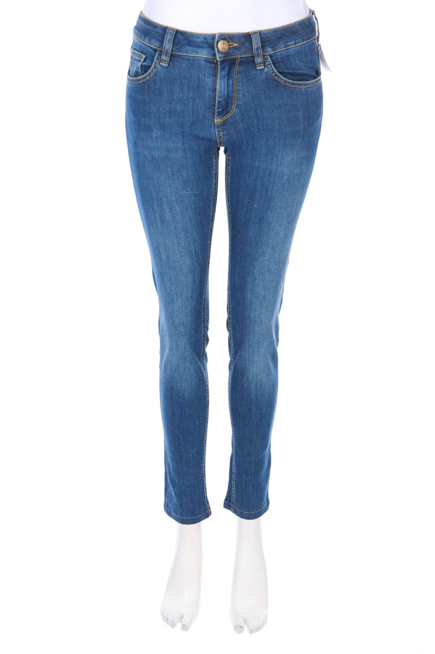 MOS MOSH - Used Look Skinny-Jeans mit Logo-Patch - W25
