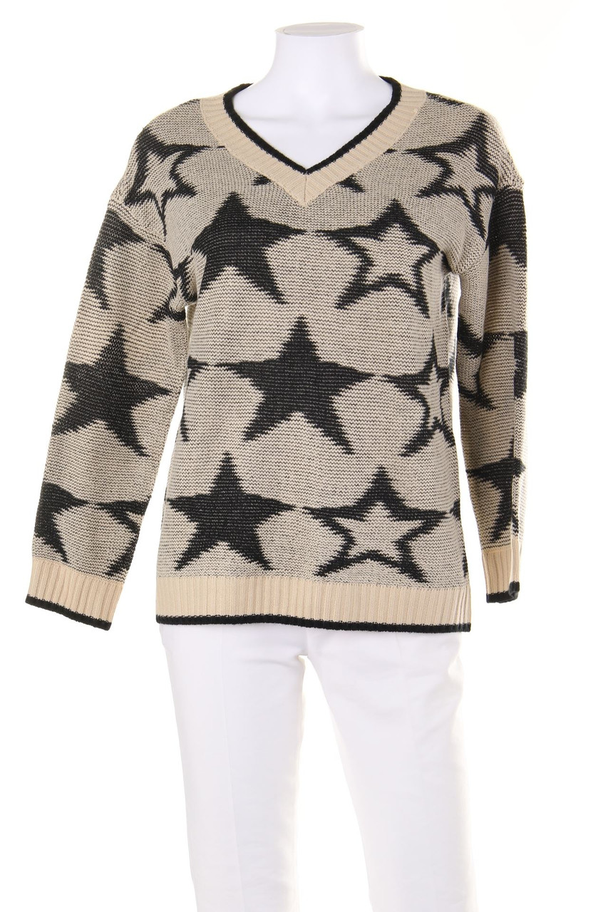 RAINBOW - Oversize-V-Neck Pullover, Intarsia Knit - D 32-34