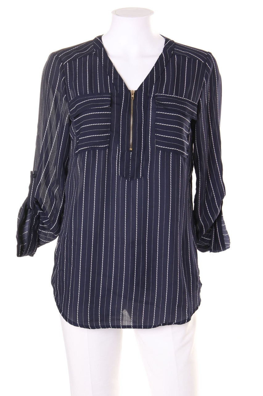 Chicorée - Stripe Tunic Blouse with French Cuff - S