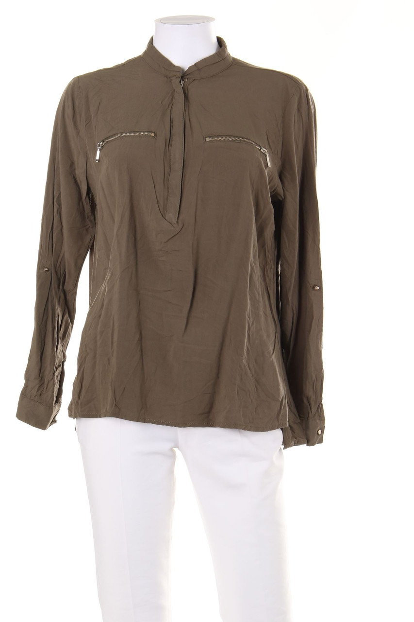 AMISU - Tunika-Bluse mit Krempel-Ärmeln - M