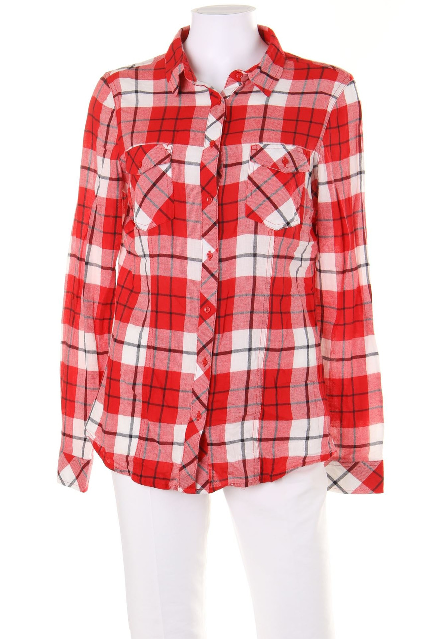 TALLY WEiJL - Checked Shirt Blouse with Roll-up Sleeves - L