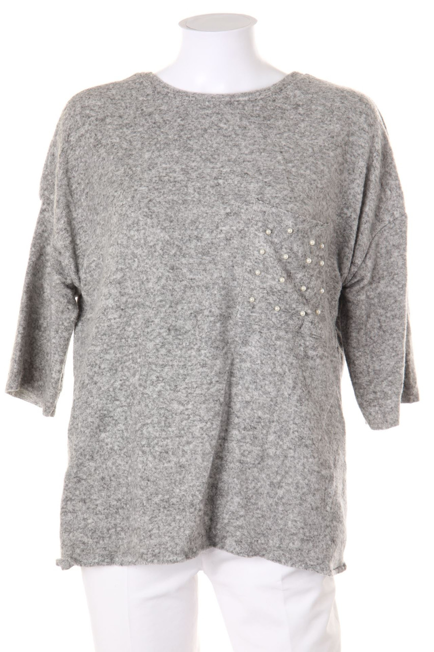 ZARA TRF - Oversize-Strick-Pullover mit überschnittener Schulter - M