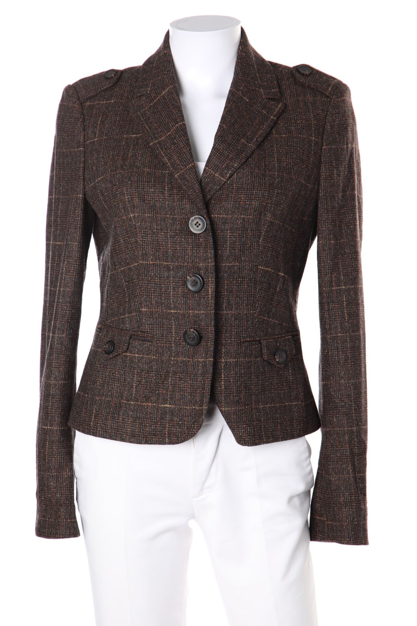 UNITED COLORS OF BENETTON - Checked Blazer, Wool-Blend with Silk - D 42