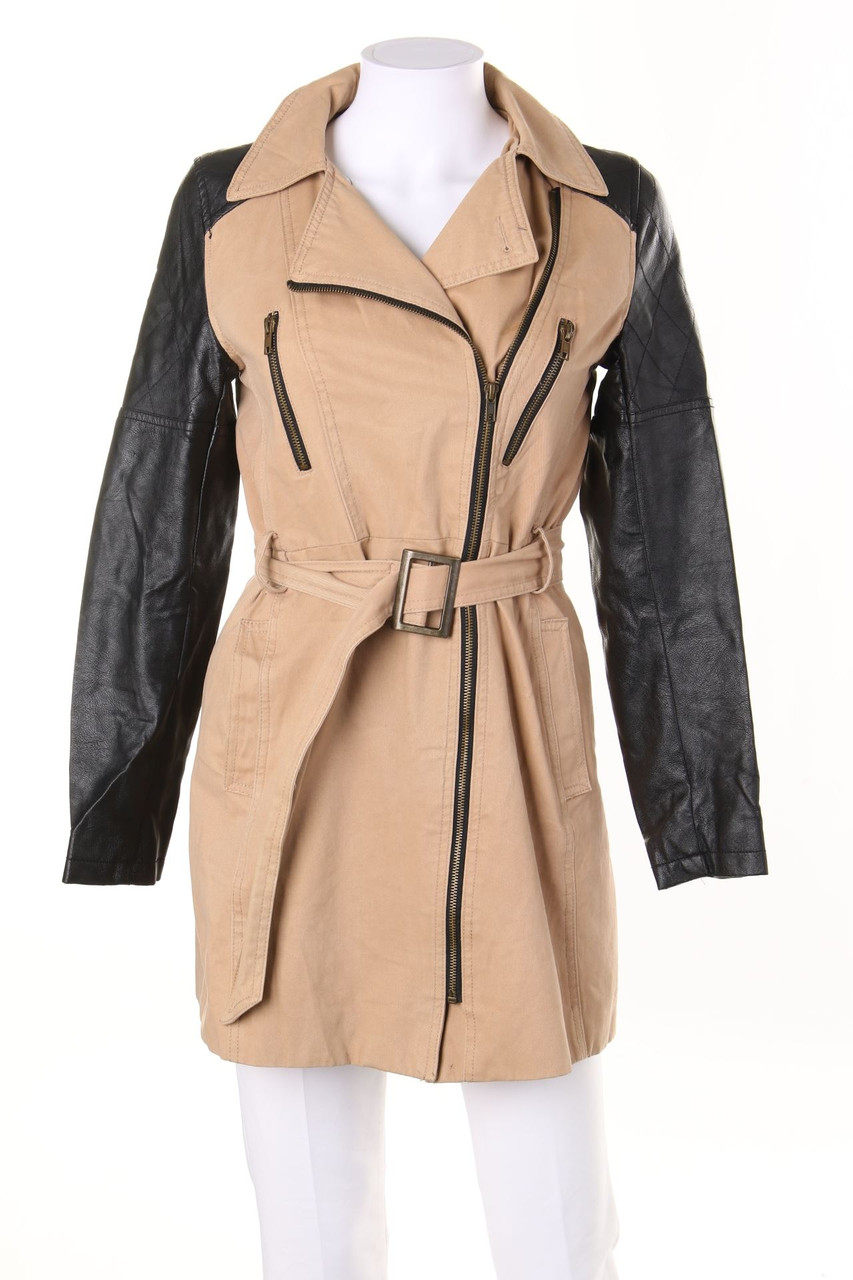TALLY WEiJL - Trenchcoat with Faux Leather Details - D 34