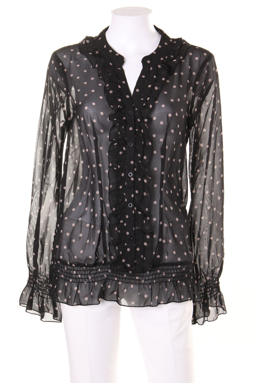 AMISU - Blouse with Dots with Frills - S