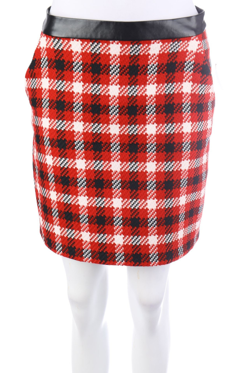 orsay - Minirock mit Karo-Muster mit Kunstleder-Details - M