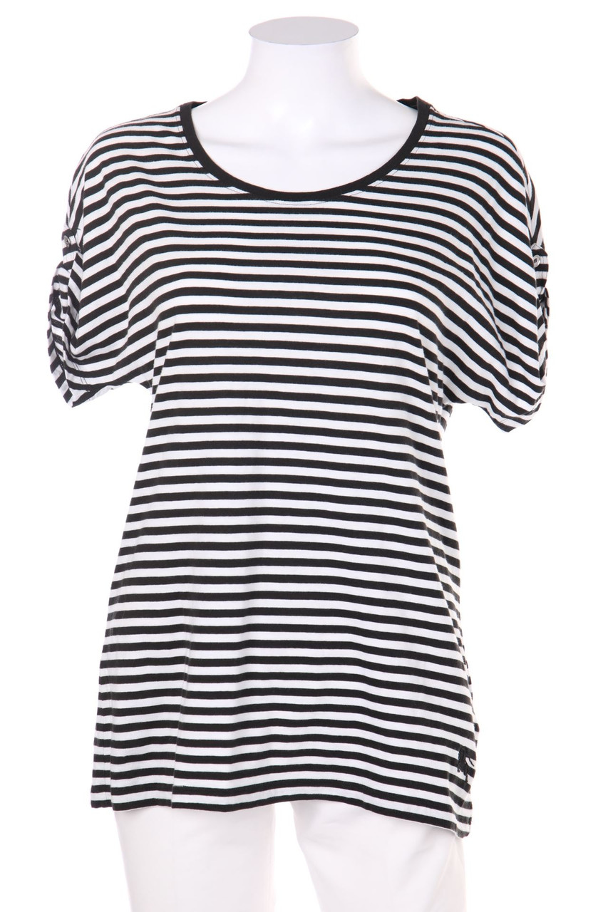 BURBERRY BRIT - Stripe Batwing Shirt with Roll-up Sleeves with Logo-Stitching - S