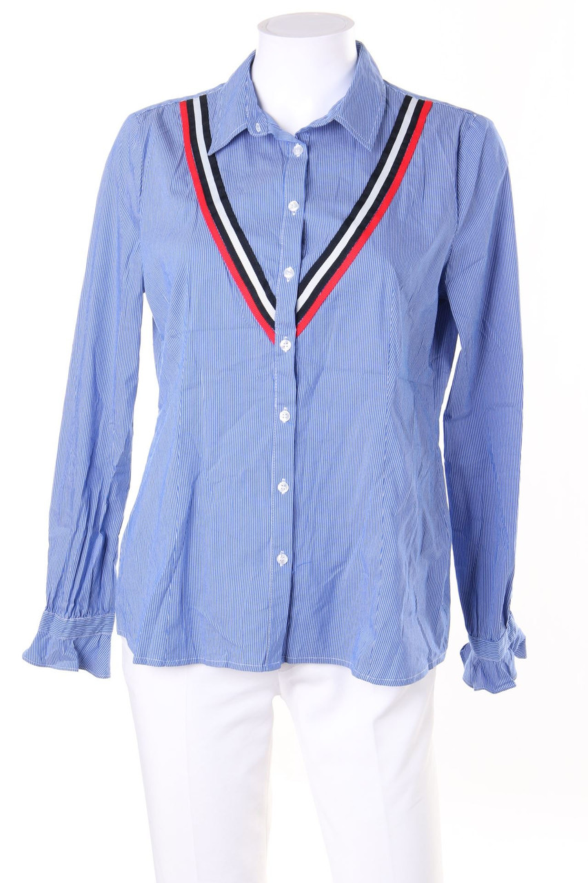 comma - Bluse mit Streifen mit Rüschen - D 40