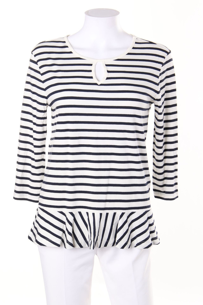MORE & MORE - Stripe 3/4-Sleeve Shirt, Nautical Style, Peplum - D 36