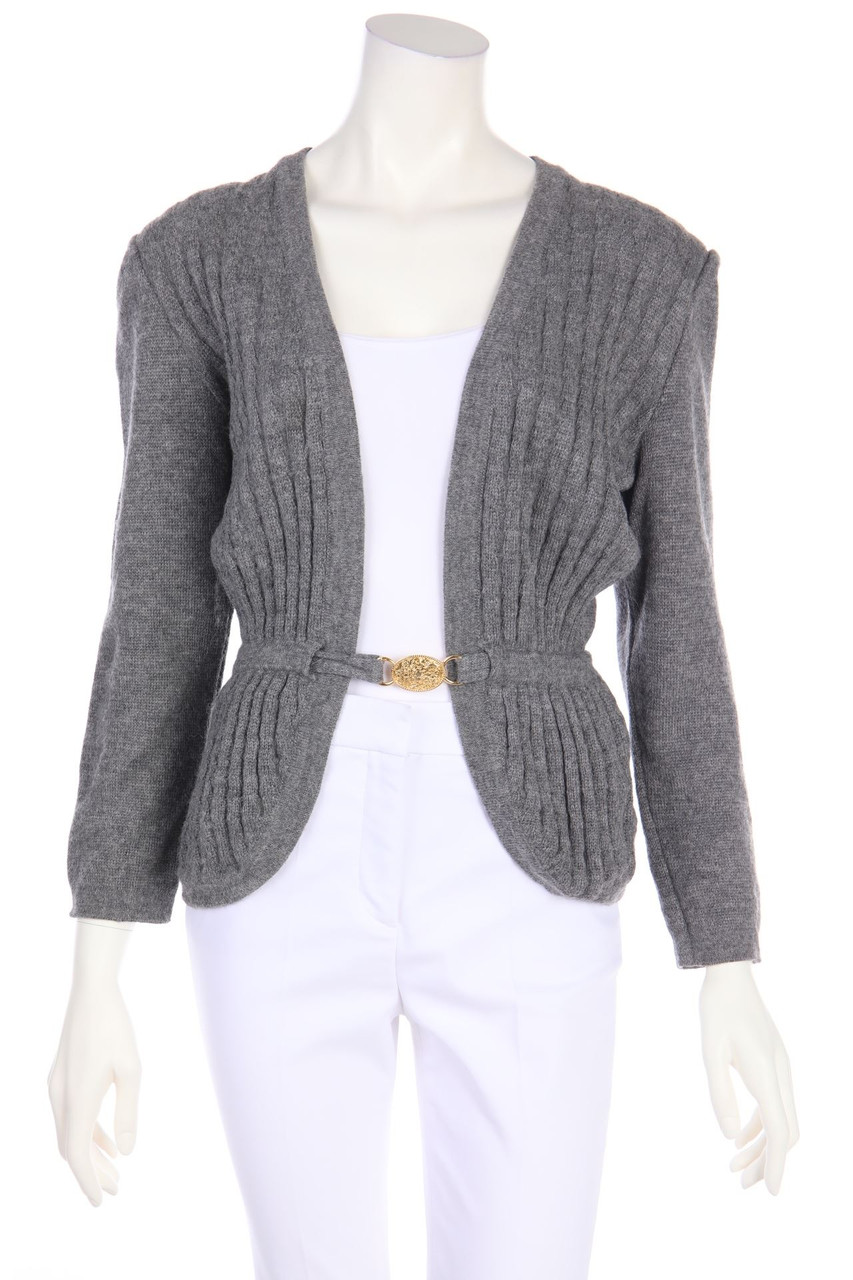 CELINE - Vintage-Cardigan aus Woll-Mix mit Alpaka mit Logo-Plakette - D 38