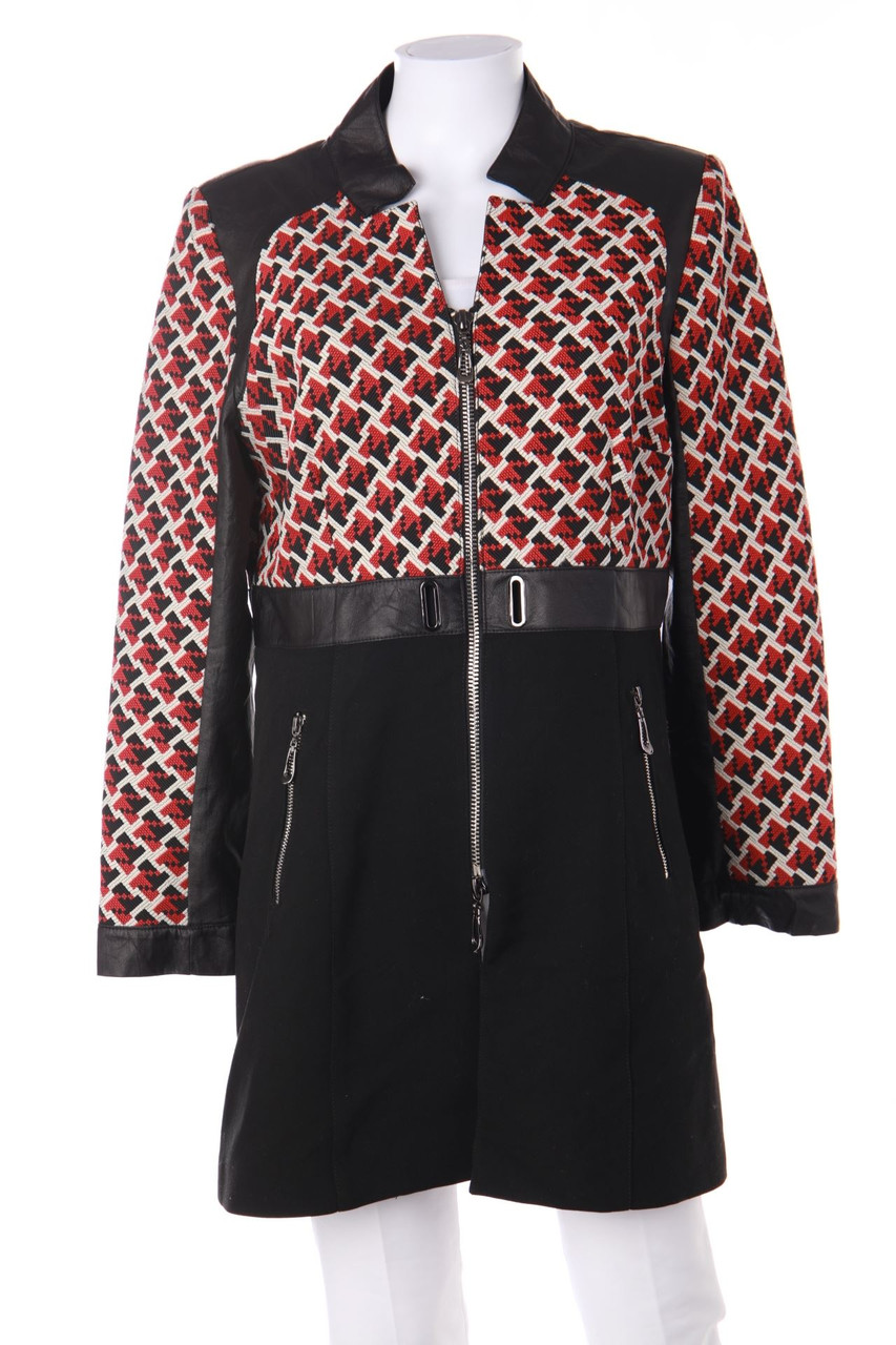 Extenzo PARIS - Coat with Faux Leather Details - D 40