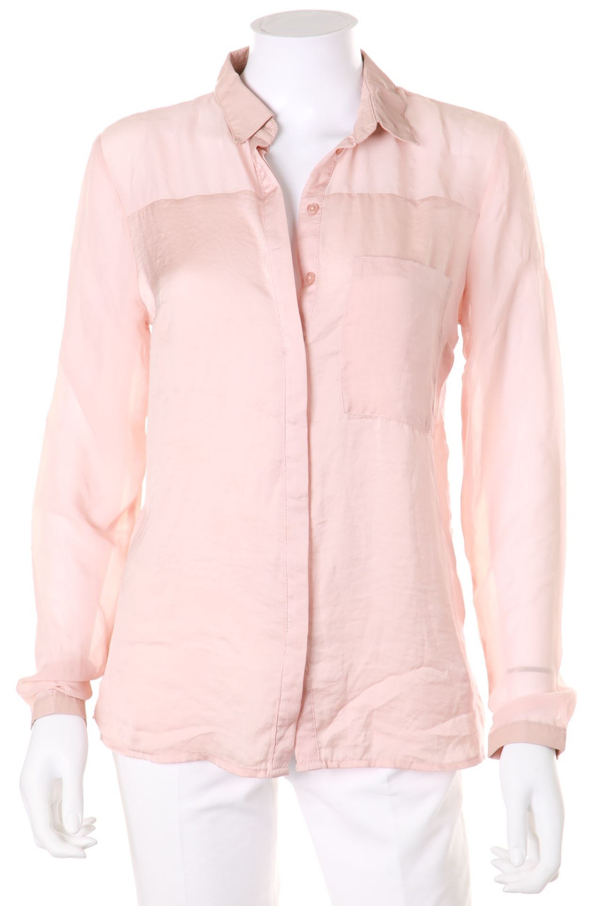 AMISU - Hemd-Bluse mit Kunstleder-Details - S