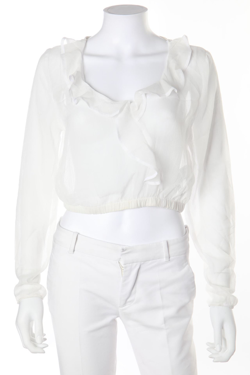 TALLY WEiJL - Cropped-Ruffled Blouse with Elastic Band - M