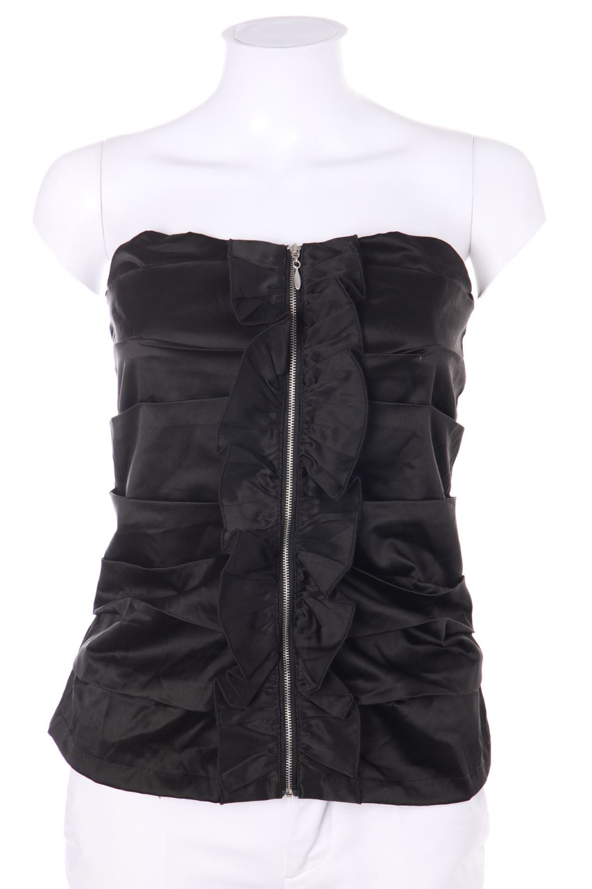 AMISU - Satin-Bustier-Top mit Volants - S