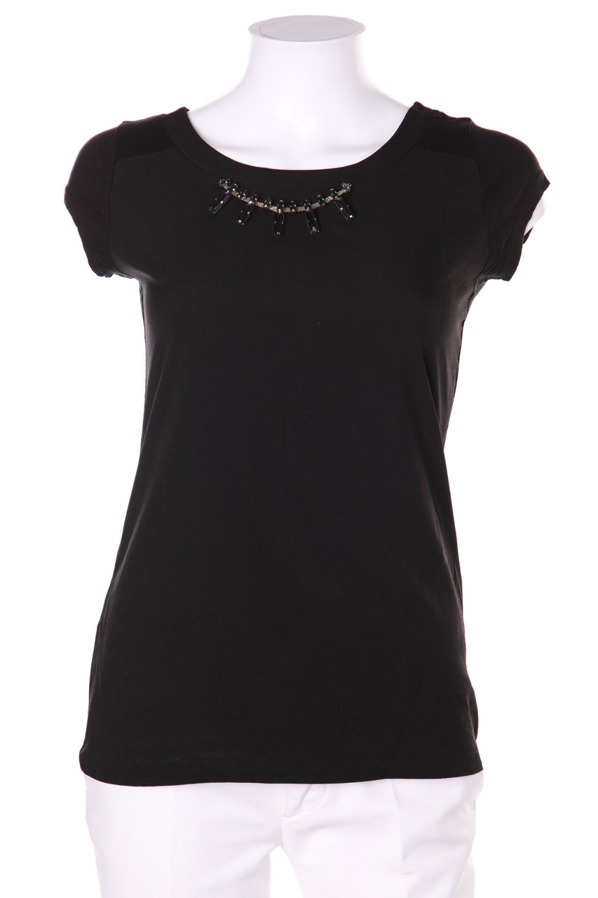 ONLY - T-Shirt mit Schmuckstein-Applikation - XS