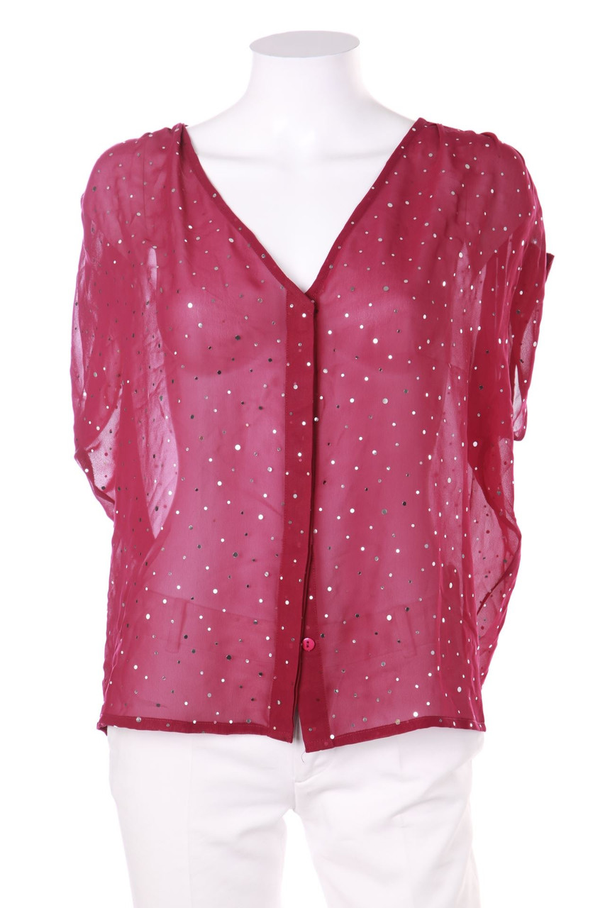 ellen amber - Kurzarm-Bluse mit Punkten mit Batwing-Ärmeln - S