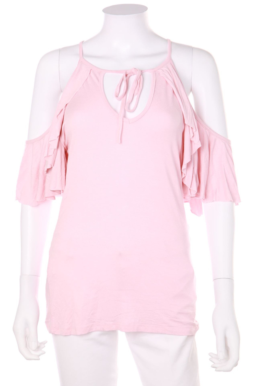 zebra - Cold-Shoulder-Ruffled Shirt - M