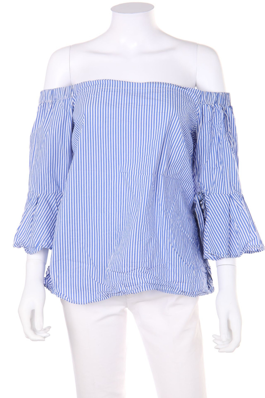 H&M - Carmen-Bluse aus Baumwoll-Mix mit Streifen - D 42