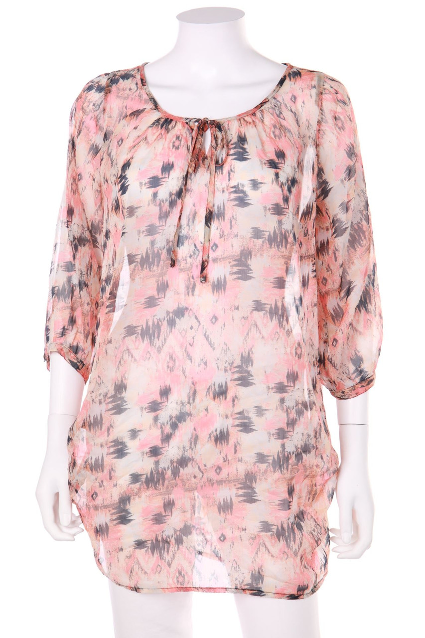 VERO MODA - Chiffon-Tunika-Bluse mit Ethno-Print - XS