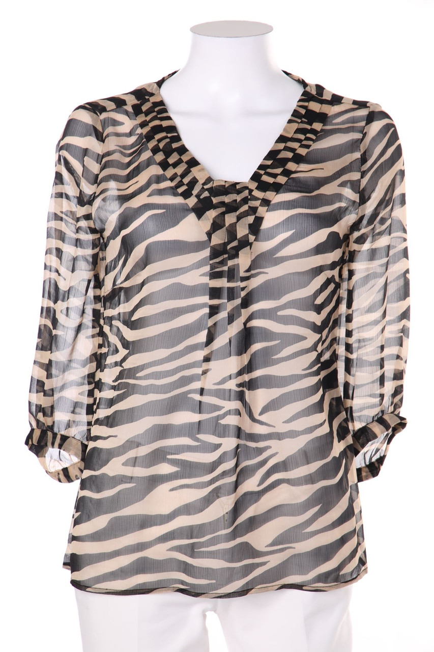 comma - Bluse mit 3/4-Ärmel mit Biesen mit Animal-Print - D 36