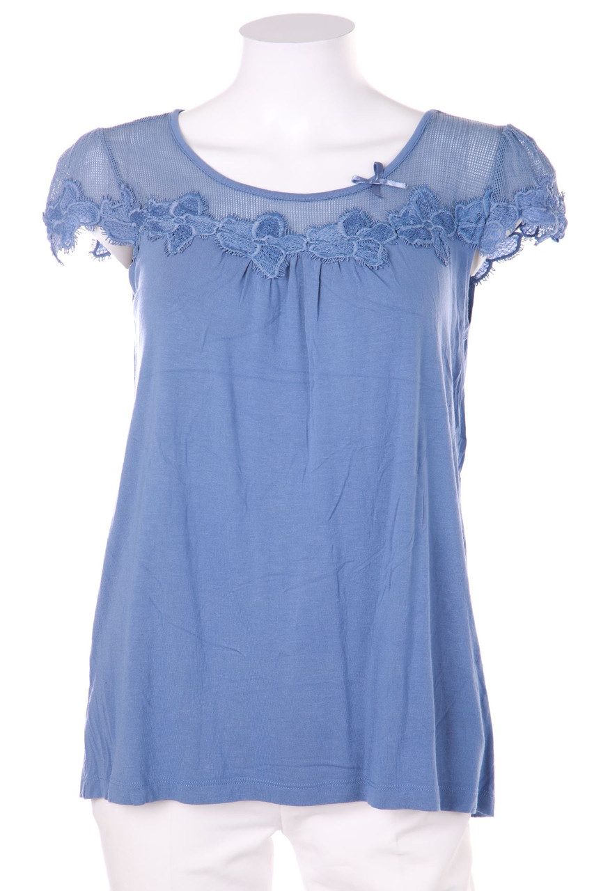 Himmelblau by Lola Paltinger - Shirt mit Spitzen-Einsatz - D 36