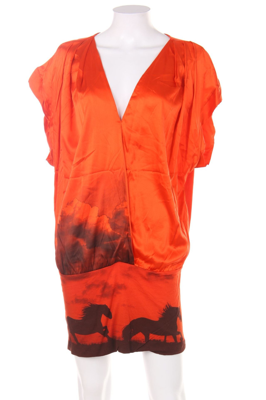 ANNARITA N - Satin dress with Wrap-Effect - M