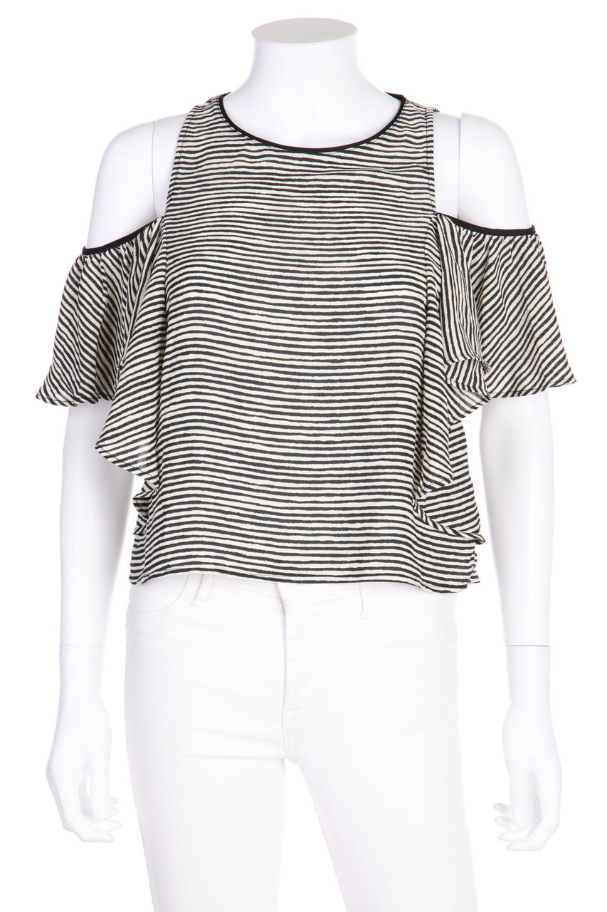 ZARA W&B - Volant-Bluse mit Cut-outs - M