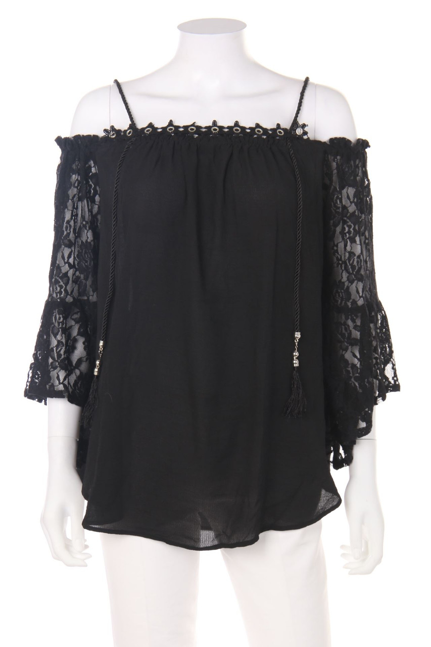 LAMER & CO - Off-the-shoulder blouse with Lace with Applications - S