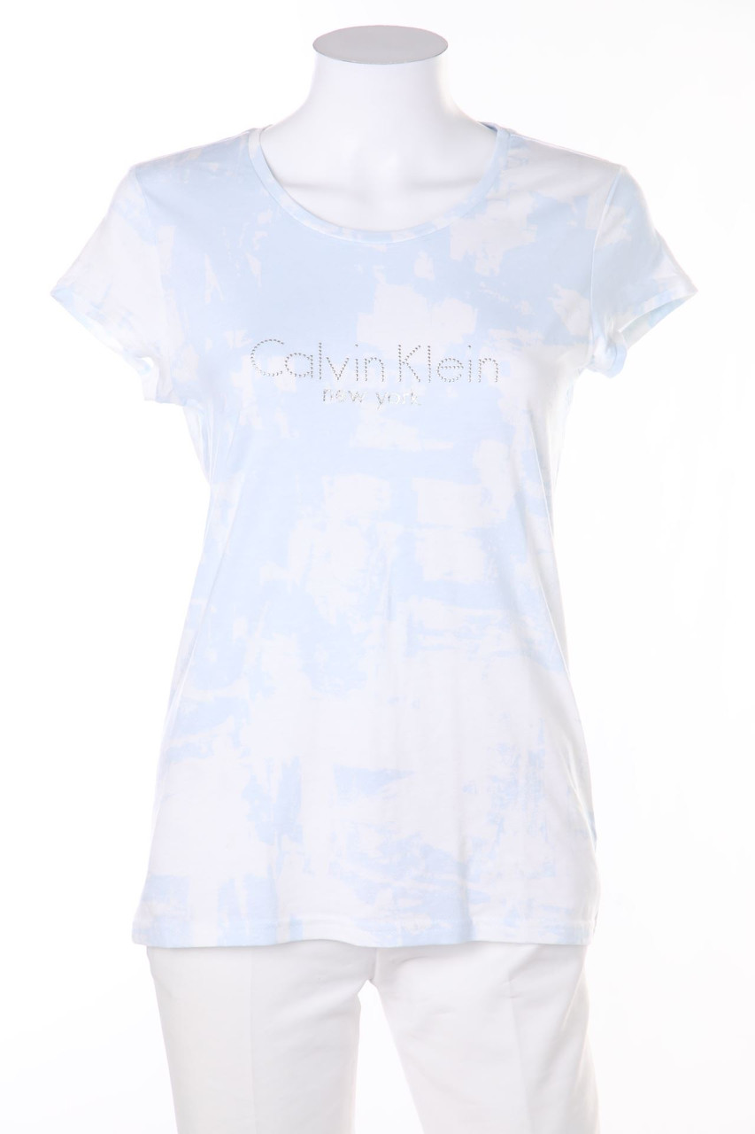 Calvin Klein - Kurzarm-Shirt mit Strass-Logo - M