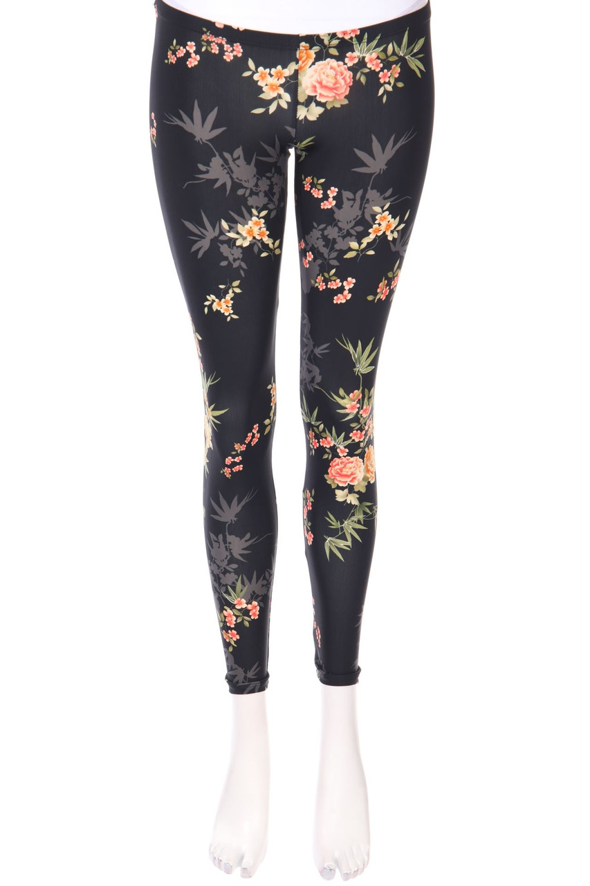 Ohne Label - Sport-Leggings mit floralem Muster - D 34-36