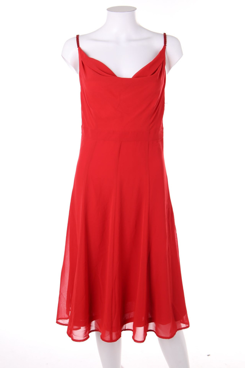 ESPRIT - Chiffon-Abendkleid mit Wasserfall-Ausschnitt - D 34