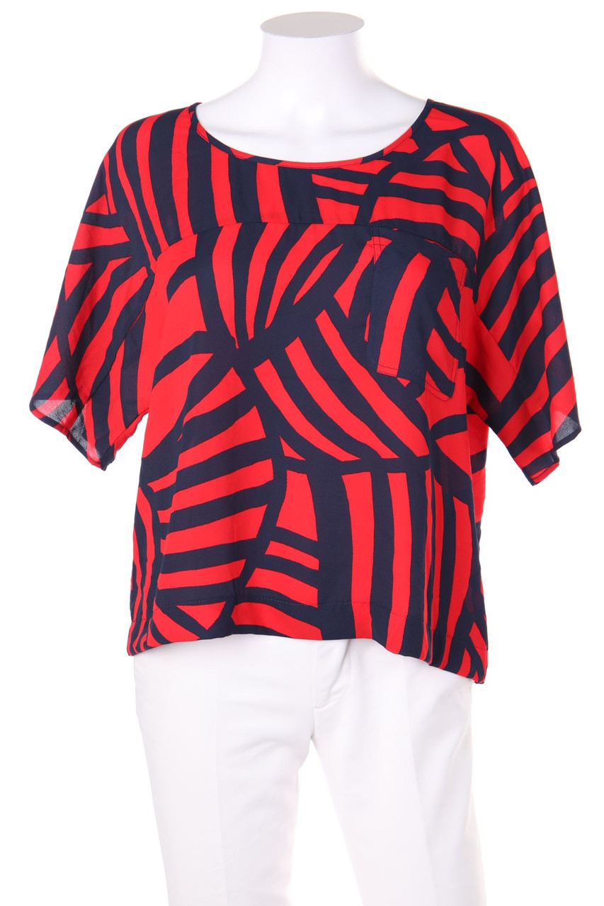 Another-Label - Cropped-Kurzarm-Bluse mit Print - D 48