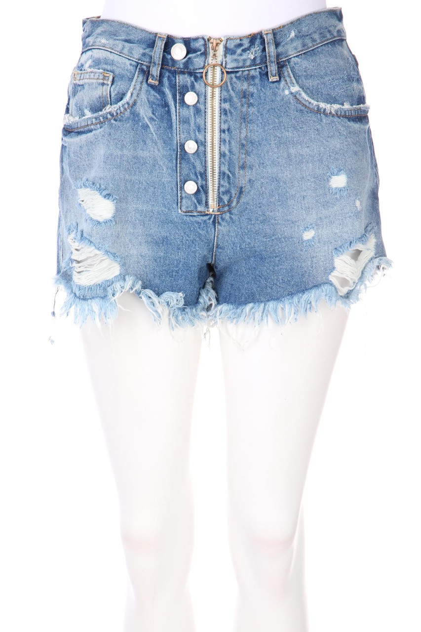 ZARA TRF - Destroyed Jeans-Shorts mit Zipper - D 36
