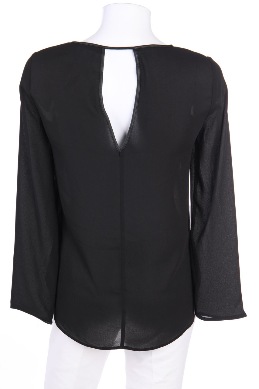 ZARA - Bluse mit Kunstleder-Details - XS